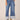 Blue Artisanal Denim Fading Whiskering Cuffed Cargo Pocket V-Yoke Wide Leg Jean