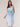 Light Powder Blue Sleeveless Ruched Neck Smocked Waist Faded Dye Woven Dress