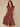Dew Berry Multi Double Flounce Extended Cap Sleeve V-Notch Neck Side Entry Pockets Tiered Midi Hem Abstract Leaf Print Petite Woven Dress