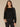 Black Long Drop Shoulder Sleeve Boat Neck Abstract Embroidered Shoulder Curled Edge Hem Pull Over Sweater