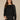 Black Long Drop Shoulder Sleeve Boat Neck Abstract Embroidered Shoulder Curled Edge Hem Pull Over Petite Sweater