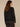 Black Long Drop Shoulder Sleeve Boat Neck Abstract Embroidered Shoulder Curled Edge Hem Pull Over Petite Sweater