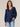 Ultra Navy Long Blouson Drop Shoulder Banded Sleeve V-Neck Tie Dye Sweater