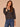 Charcoal Double Layer Three Quarter Sleeve V-Neck Button Down Front Contrast Scallop Edge Banded Hem Faux Twofer Sweater Cardigan