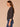 Charcoal Double Layer Three Quarter Sleeve V-Neck Button Down Front Contrast Scallop Edge Banded Hem Faux Twofer Sweater Cardigan