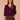 Dark Raisin Double Layer Three Quarter Sleeve V-Neck Button Down Front Contrast Scallop Edge Banded Hem Faux Twofer Sweater Cardigan

