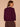 Dark Raisin Double Layer Three Quarter Sleeve V-Neck Button Down Front Contrast Scallop Edge Banded Hem Faux Twofer Sweater Cardigan
