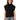 Black Sleeveless Extended Shoulder Placement Cable Stitch Mock Neck Sweater Vest