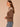 Heather Brown Multi Long Blouson Sleeve High Round Neck Fair Isle Argyle Banded Hem Sweater Top