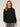 Black Blouson Sleeve High Ruffle Neck Pointelle Mix Sweater 