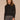 Black Long Sleeve Mock Neck Pointelle Stitch Shirttail Hem Petite Sweater