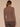 Heather Brown Long Sleeve Mock Neck Pointelle Stitch Shirttail Hem Sweater