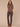 Heather Brown Long Sleeve Mock Neck Pointelle Stitch Shirttail Hem Sweater