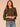 Forest Moss Three Quarter Bell Puff Sleeve Round Neck Scallop Edge Variegated Stitch Mix Flounce Hem Slightly Sheer Sweater Top
