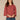 Mahogany Red Three Quarter Puff Bell Sleeve Round Scallop Neck Variegated Stitch Mix Design Petite Sweater