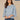 Nile Blue Three Quarter Bell Puff Sleeve Round Neck Scallop Edge Variegated Stitch Mix Flounce Hem Slightly Sheer Plus Size Sweater Top