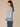 Nile Blue Three Quarter Bell Puff Sleeve Round Neck Scallop Edge Variegated Stitch Mix Flounce Hem Slightly Sheer Sweater Top