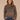 Heather Mocha Multi Long Blouson Sleeve Scallop Edge Turtleneck Zigzag Metallic Yarn Stitch Detail Shirttail Scallop Hem Ombre Stripe Design Petite Sweater
