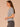 Blue Shadow Above Elbow Banded Sleeve Scallop Edge V-Neck Paisley Jacquard Texture Scallop Banded Hem Slightly Sheer Sweater Top