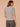 Blue Shadow Above Elbow Banded Sleeve Scallop Edge V-Neck Paisley Jacquard Texture Scallop Banded Hem Slightly Sheer Sweater Top