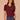 Plum Above Elbow Banded Sleeve Scallop Edge V-Neck Paisley Jacquard Texture Scallop Banded Hem Slightly Sheer Sweater Top
