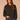 Heather Charcoal Ivory Long Dolman Blouson Drop Shoulder Sleeve Overlap High V-Neck Contrast Blanket Stitch Embroidery Detail Sweater