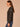 Heather Charcoal Ivory Long Dolman Blouson Drop Shoulder Sleeve Overlap High V-Neck Contrast Blanket Stitch Embroidery Detail Sweater