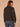 Heather Charcoal Ivory Long Dolman Blouson Drop Shoulder Sleeve Overlap High V-Neck Contrast Blanket Stitch Embroidery Detail Sweater