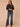 Heather Charcoal Ivory Long Dolman Blouson Drop Shoulder Sleeve Overlap High V-Neck Contrast Blanket Stitch Embroidery Detail Sweater