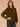 Heather Forest Moss Ivory Long Dolman Blouson Drop Shoulder Sleeve Overlap High V-Neck Contrast Blanket Stitch Embroidery Detail Sweater