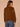 Heather Copper Ivory Long Dolman Blouson Drop Shoulder Sleeve Overlap High V-Neck Contrast Blanket Stitch Embroidery Detail Sweater