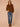 Heather Copper Ivory Long Dolman Blouson Drop Shoulder Sleeve Overlap High V-Neck Contrast Blanket Stitch Embroidery Detail Sweater