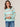 Teal Lagoon Natural Long Raglan Sleeve High Overlap V-Neck Novelty Stitch Stripe Sweater