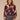 Dark Raisin Multi Long Pleated Blouson Sleeve Round Neck Shirttail Hem Floral Print Sweater