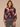 Dark Raisin Multi Long Pleated Blouson Sleeve Round Neck Shirttail Hem Floral Print Petite Sweater