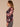 Dark Raisin Multi Long Pleated Blouson Sleeve Round Neck Shirttail Hem Floral Print Sweater