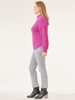 White Open Knit Sweater, Lady in Violet