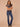 Blue Ensign Blue Multi Short Flutter Sleeve Split Neck Lace Up Tie Stripes Straight Hem Slightly Sheer Sweater Top