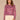 Raspberry Rose Multi Long Scallop Sleeve Mock Neck Metallic Yarn Mixed Space Dye Design Scallop Edge Hem Sweater