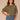 Lily Pad Short Dolman Sleeve Round Neck Open Stitch Placement Palm Tree Embroidery Banded Hem Sweater Top
