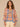 Horizon Blue Dusty Papaya Multi Three Quarter Blouson Sleeve Open Front Wavy Stripe Stitch Mix Side Pockets Scallop Trim Straight Hem Sweater Cardigan