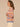 Horizon Blue Dusty Papaya Multi Three Quarter Blouson Sleeve Open Front Wavy Stripe Stitch Mix Side Pockets Scallop Trim Straight Hem Sweater Cardigan