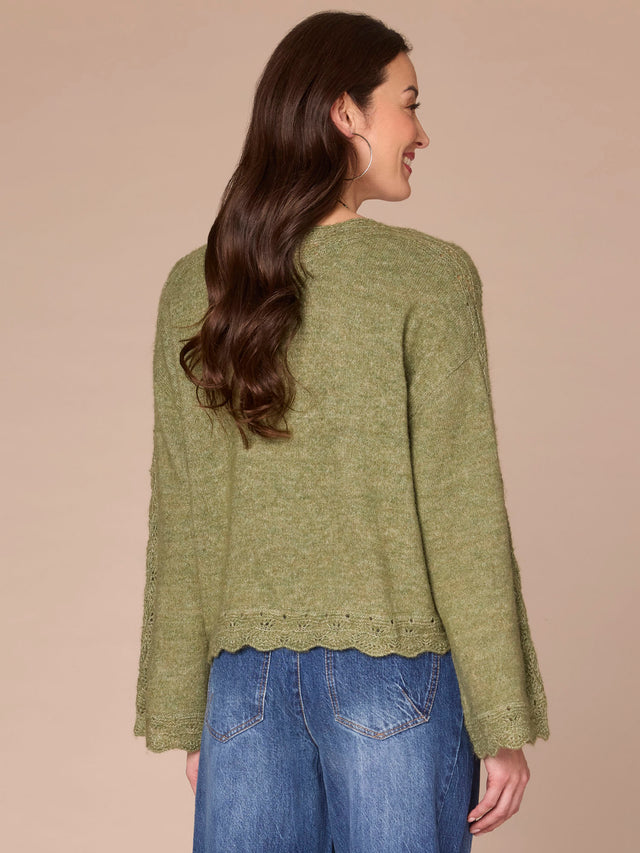 Pink Scallop-Edge Sweater by Petit Ami