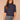 Midnight Sapphire Elbow Cuff Sleeve Turtle Neck Cable Stitch Mix Sweater