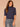 Midnight Sapphire Elbow Cuff Sleeve Turtle Neck Cable Stitch Mix Sweater