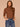 Chestnut Elbow Cuff Sleeve Turtle Neck Cable Stitch Mix Sweater
