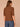 Chestnut Elbow Cuff Sleeve Turtle Neck Cable Stitch Mix Sweater