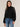 Black Long Blouson Sleeve Rhinestone Embroidery Mock Neck Sweater