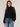 Black Long Blouson Sleeve Rhinestone Embroidery Mock Neck Petite Sweater