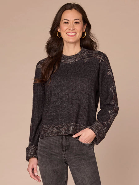 Long Cuffed Sleeve Mock Neck Space Dye Framing Sweater – Democracy